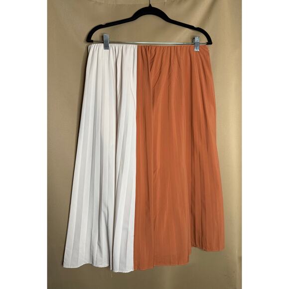 Tome NYC Orange and Cream Two Tone Midi Skirt L - Picture 6 of 8